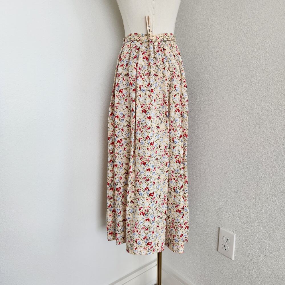 Vintage 90s Pendleton Yellow Floral Rayon Blouse & Skirt Set High Waist Size 6 - Picture 14 of 16